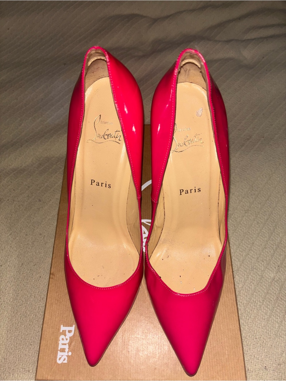 Christian Louboutin Hot Pink Patent Pointed-Toe Pumps